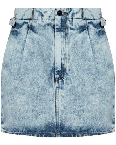 The Mannei Antin Paperbag-waist Denim Miniskirt - Blue