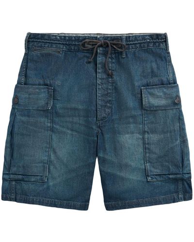 RRL Jeans-Shorts mit aufgesetzten Taschen - Blau