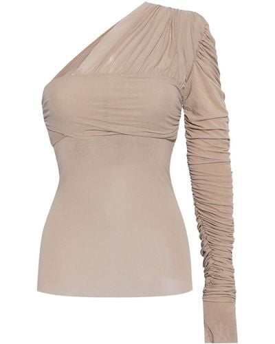 The Mannei Mesh Draped Top - Natural