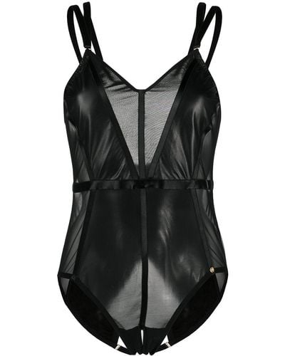 Something Wicked Bodysuit Met Mesh Vlak - Zwart