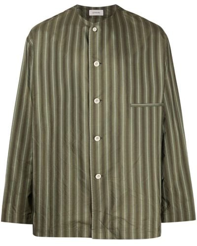 Lemaire Striped-pattern Silk Shirt - Green