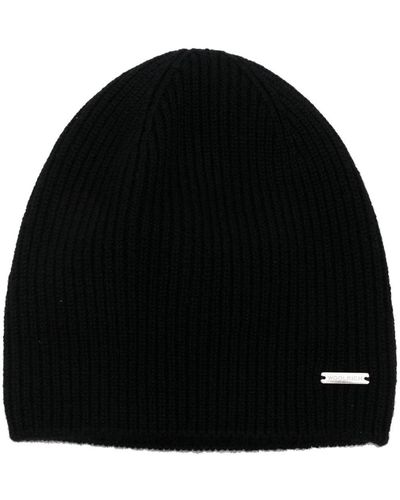 Woolrich Cashmere Ribbed Beanie - Black