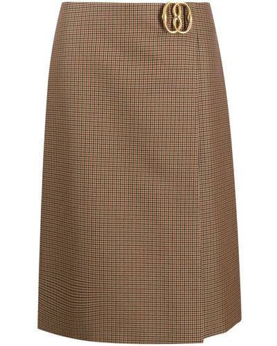 Bally Logo-plaque Check-pattern Skirt - Brown