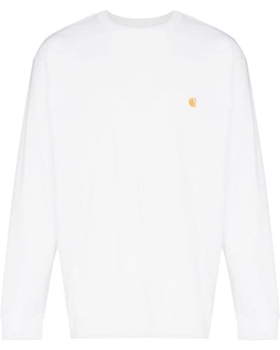 Carhartt Camiseta Chase con manga larga - Blanco