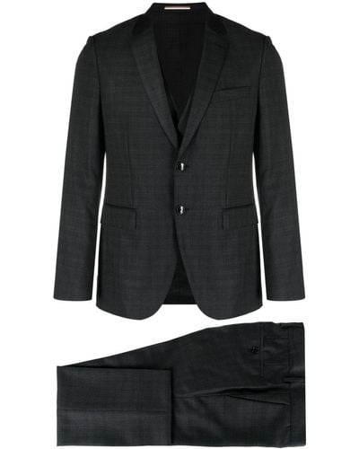 BOSS Single-breasted Virgin-wool Suit - Black