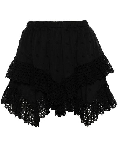 Isabel Marant Pantalones cortos Sukira con bordado inglés - Negro