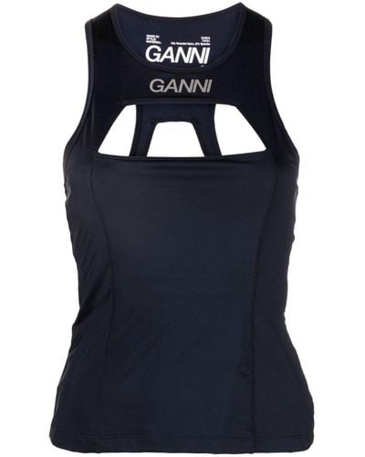 Ganni Active Logo-print Tank Top - Blue