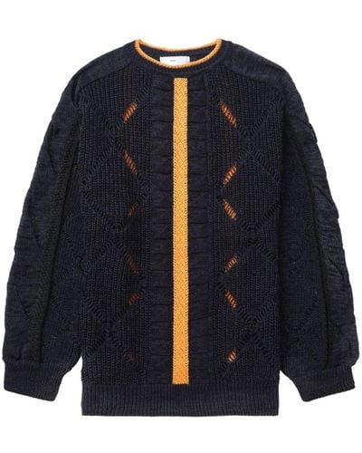 Toga Open-knit Cotton-blend Sweater - Blue