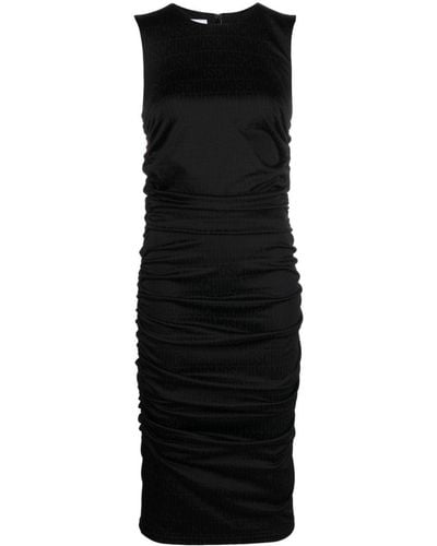 Moschino Robe courte froncé à logo en jacquard - Noir