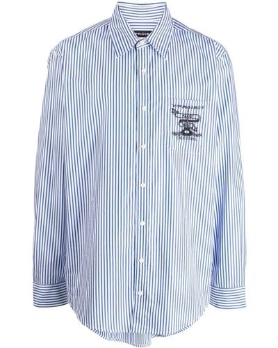 Y. Project Logo-embroidered Striped Cotton Shirt - Blue