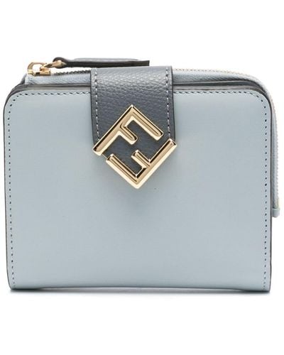 Fendi Ff Diamonds Leather Wallet - Blue