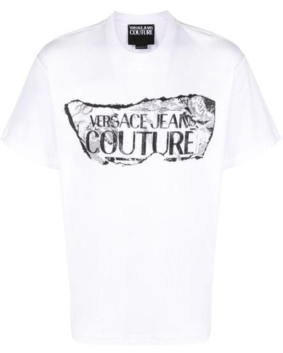 Versace T-shirt en coton à logo imprimé - Blanc