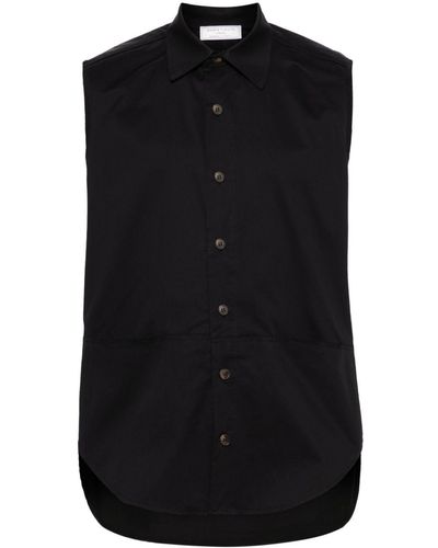 Societe Anonyme Straight-collar Cotton Shirt - Black