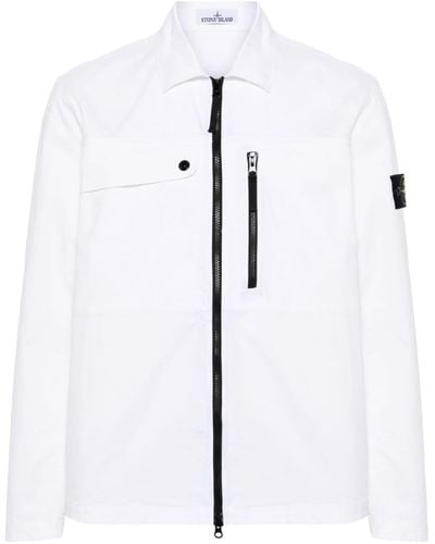 Stone Island Compass-badge Cotton Shirt Jacket - White