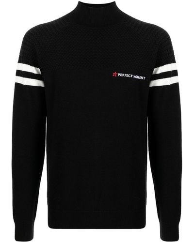 Perfect Moment Embroidered Logo Roll Neck Sweater - Black