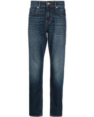 7 For All Mankind Tapered-leg Stretch-cotton Jeans - Blue