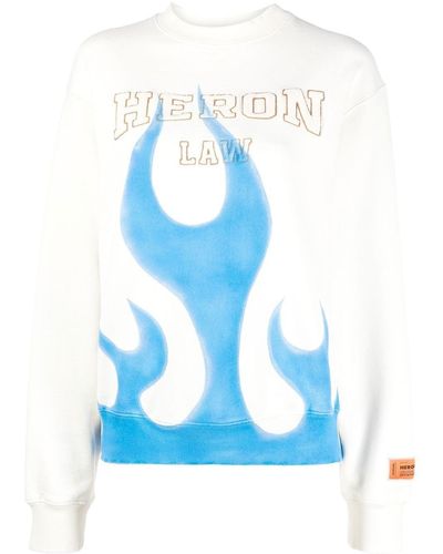 Heron Preston Flame-print Crew-neck Sweatshirt - Blue