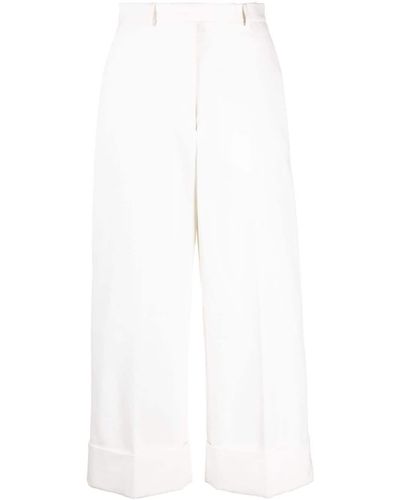 Thom Browne Pantalon ample à taille-haute - Blanc