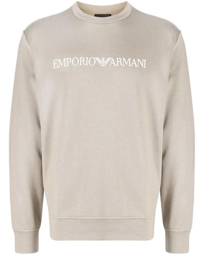 Emporio Armani Logo-print Long-sleeve Sweatshirt - White