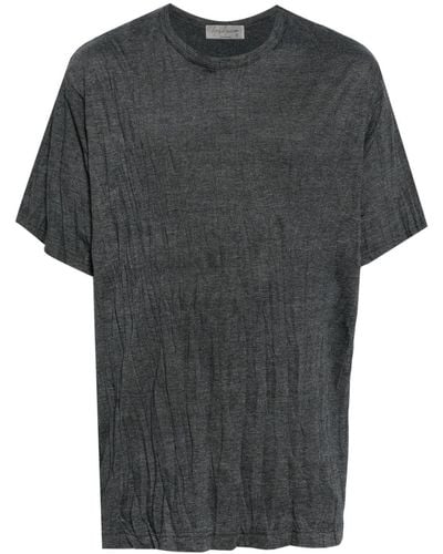 Yohji Yamamoto Crinkled-effect Cotton-blend T-shirt - Gray