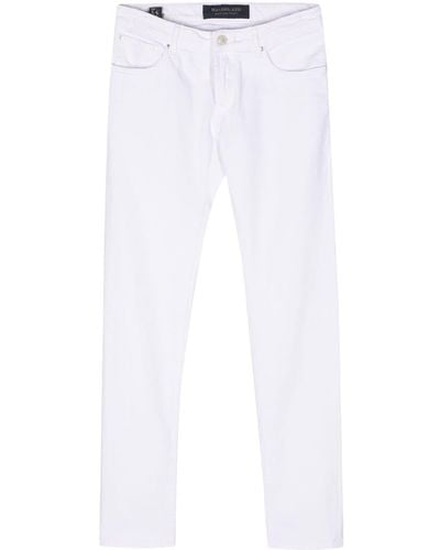 Hand Picked Halbhohe Orvieto Slim-Fit-Jeans - Weiß
