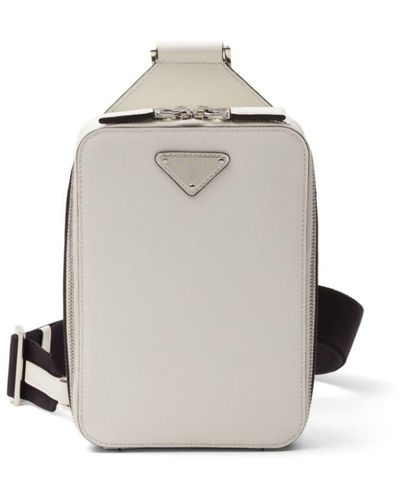 Prada Brique Leather Shoulder Bag - White