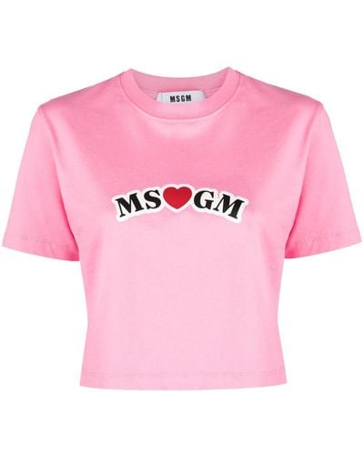 MSGM T-shirt Met Logo - Roze