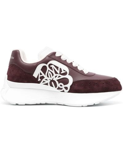Alexander McQueen Sprint Runner Leather Trainers - Red