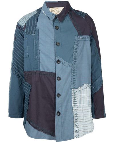 By Walid Miles Panelled Shirt Jacket - Blue