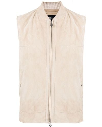 MAN ON THE BOON. Suède Gilet - Naturel