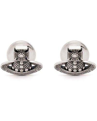 Vivienne Westwood Orb-detail Debossed Cufflinks - Metallic