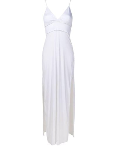 Amir Slama Tulle-insert Sleeveless Maxi Dress - White
