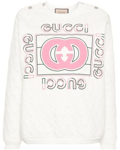 Gucci Sudadera acolchada con logo estampado - Blanco