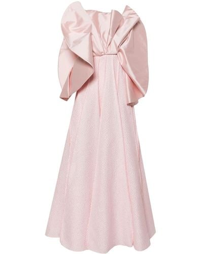 Gaby Charbachy Gathered Satin-seersucker Gown - Pink