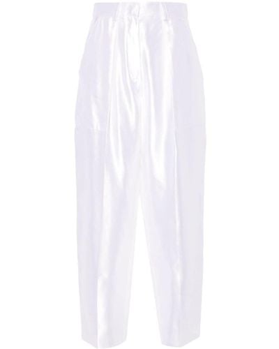 Giorgio Armani Satin Tapered Trousers - White