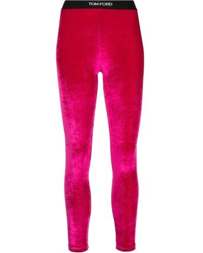 Tom Ford Logo Waistband Velvet leggings - Pink