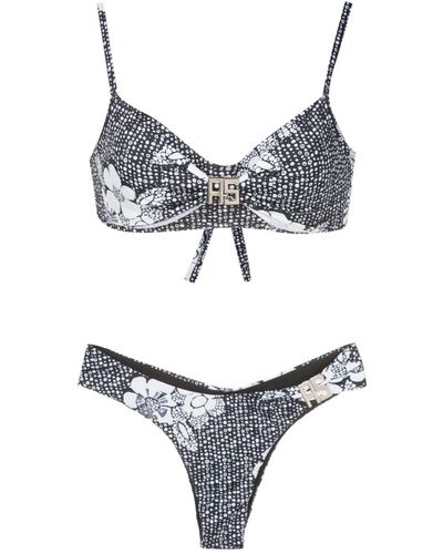 Amir Slama Bikini con placca logo - Grigio