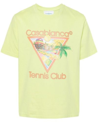 Casablancabrand Cubism Tennis Club T-Shirt aus Bio-Baumwolle - Gelb