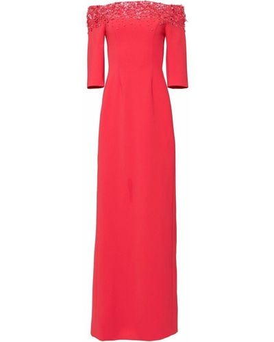 Carolina Herrera Sequin-embellished Off-shoulder Dress - Red