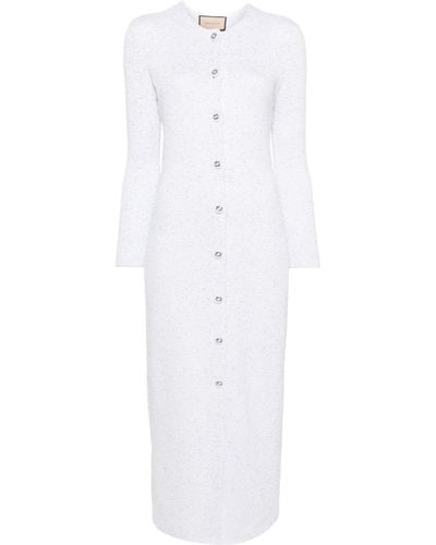 Gucci Robe longue boutonnée à design métallisé - Blanc