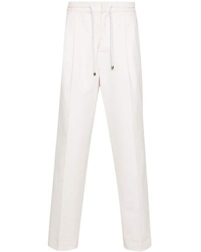 Brunello Cucinelli Drawstring-waistband Tapered Trousers - White