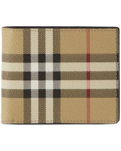 Burberry Check-print Bi-fold Leather Wallet - Brown