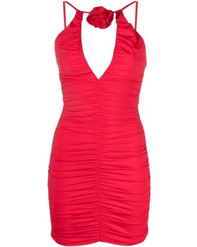 Noire Swimwear Floral-appliqué Ruched Mini Dress - Red