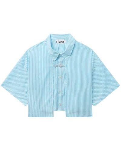 Izzue Striped Cropped Shirt - Blue