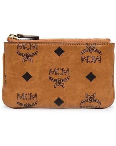 MCM Mini Monogram-print Key Pouch - Brown