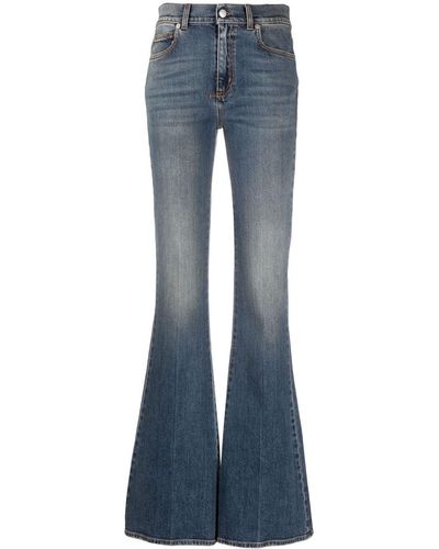 Alexander McQueen Jeans svasati a vita alta - Blu