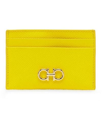 Ferragamo Gancini Leather Cardholder - Yellow