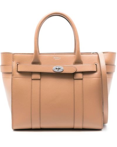 Mulberry Small Bayswater Zipped Tote Bag - Natural