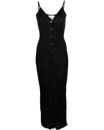Aeron Faye Button-front Ribbed Maxi Dress - Black