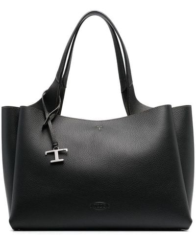 Tod's T-pendant Leather Tote Bag - Black